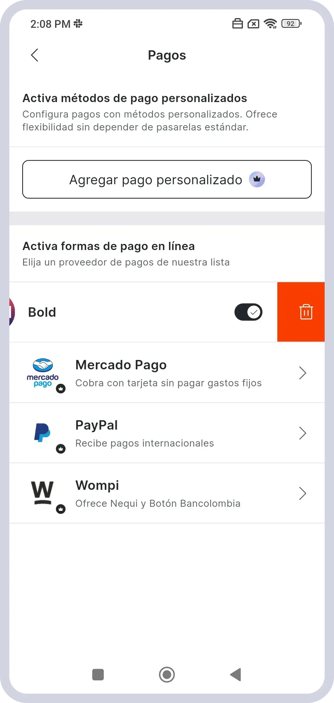 Sumer Quitar Método de Pago Bold